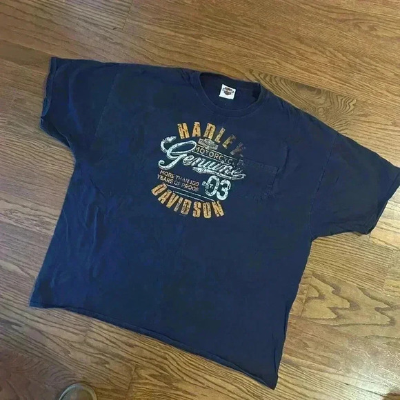 Harley Davidson Orlando Y2K Tee Shirt Size 3X XXXL Biker Motorcycle Navy Tee - Picture 2 of 10
